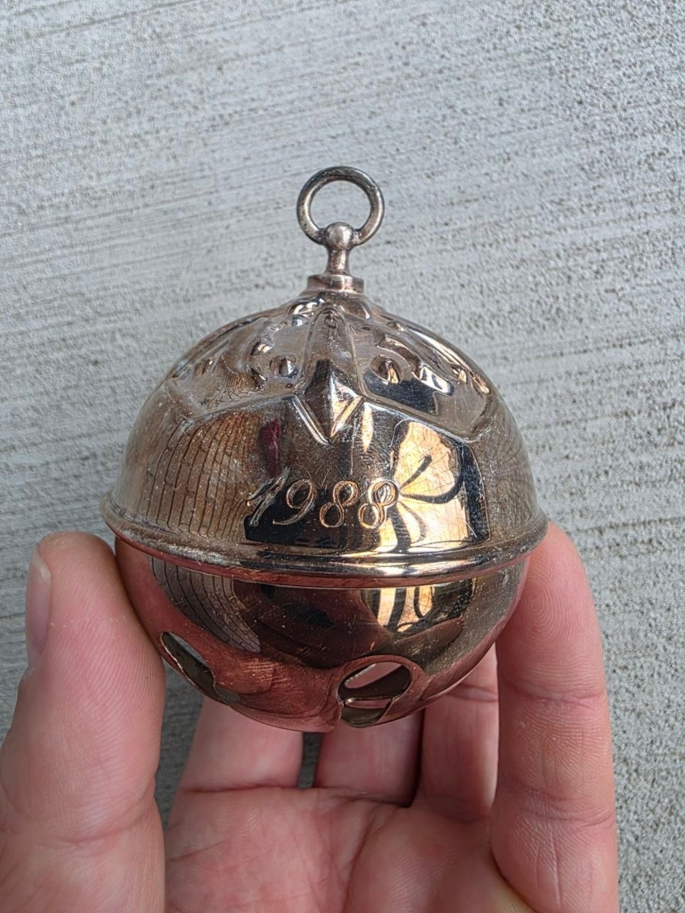 Vintage Reed & Barton 1988 Holly Bell Silverplate Christmas Jingle Bell Ornament